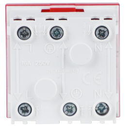 Розетка 2К+З нем.ст., 45 гр., с з/ш, крас. (45х45мм), соединительный адаптер, серия (тип) DF6 DF6DRS