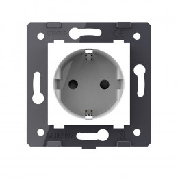 Розетка электрическая с заземлением защитными шторками 16A Livolo, зажимы, цвет белый (механизм) VL-FCTC16A-2WPS01