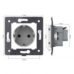 Розетка электрическая с заземлением защитными шторками 16A Livolo, зажимы, цвет белый (механизм) VL-FCTC16A-2WPS01