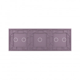 Панель для трех сенсорных выключателей Livolo, 5 клавиш (2+1+2), цвет розовый, стекло