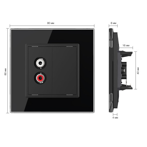 Купить Розетка мультимедийная AUDIO RCA LIVOLO черная VL-C791AD-12 в rum24.ru фото: 5