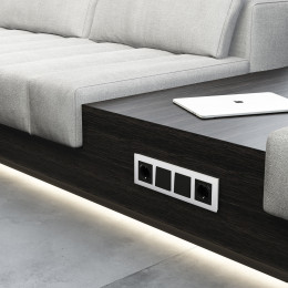 Рамка из стекла на 4 поста Senso белый soft-touch