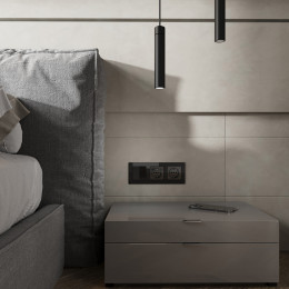 Розетка с заземлением, шторками и USB тип A+C (черный акрил) Werkel W1171748