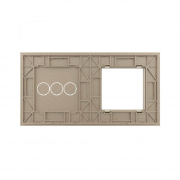 Панель для розетки и трехклавишного сенсорного выключателя Livolo, цвет шампань, стекло