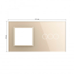 Панель для розетки и трехклавишного сенсорного выключателя Livolo, цвет шампань, стекло