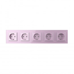 Розетка электрическая 16A Livolo, 5 постов, цвет розовый