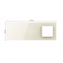 Панель для двух сенсорных выключателей и розетки Livolo, 5 клавиш (2+3), цвет жемчужный, стекло