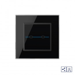 Двухклавишный проходной/перекрестный сенсорный выключатель Livolo Quadro с функцией радиоуправления, 1 пост, цвет черный