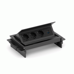Настольный встраиваемый розеточный блок 8 мод. (4 мод. 45х45), черный DDSB8RHLB