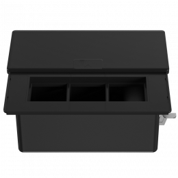 Настольный встраиваемый розеточный блок с сдвижной крышкой 6 мод. (3 мод. 45х45), черный DDSB6SCB