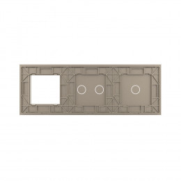 Панель для двух сенсорных выключателей и розетки Livolo, 3 клавиши (1+2), цвет шампань, стекло