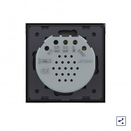 Одноклавишный проходной/перекрестный сенсорный выключатель Livolo Quadro, 1 пост, цвет черный