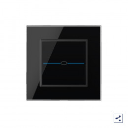 Одноклавишный проходной/перекрестный сенсорный выключатель Livolo Quadro, 1 пост, цвет черный