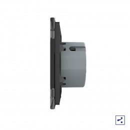 Одноклавишный проходной/перекрестный сенсорный выключатель Livolo Quadro, 1 пост, цвет черный