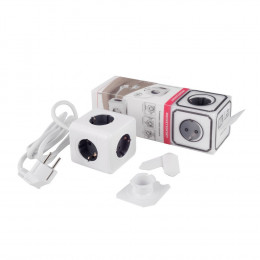 Удлинитель Cube Extended 5 Euro 16A, кабель 1,5м RocketSocket, цвет белый-серый