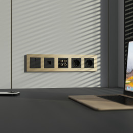 W0052911/ Рамка на 5 постов Slab (шампань софт)