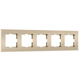 W0052911/ Рамка на 5 постов Slab (шампань софт)