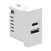 Купить USB зарядное устройство, 2.1A, Type A + C, 1 мод., бел. (22.5х45мм) DUSB2100WCF в rum24.ru фото: 2