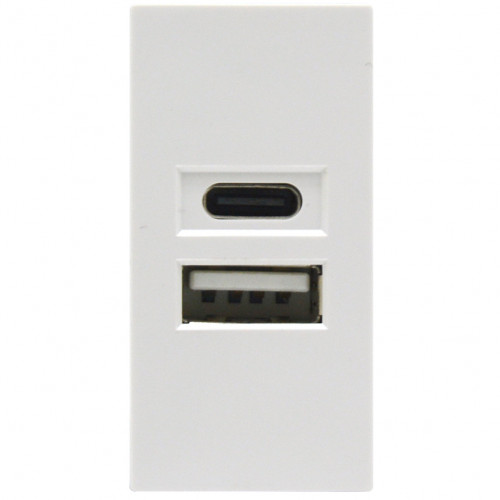 Купить USB зарядное устройство, 2.1A, Type A + C, 1 мод., бел. (22.5х45мм) DUSB2100WCF в rum24.ru
