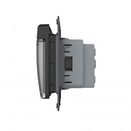 Розетка с заземлением защитными шторками водонепроницаемой крышкой LIVOLO черная VL-C7-C1EUWF-12 (механизм)