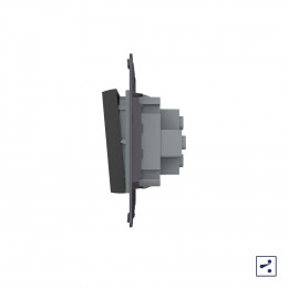 Одноклавишный простой и проходной механический выключатель Livolo, цвет черный (механизм), VL-C7-K1S-12