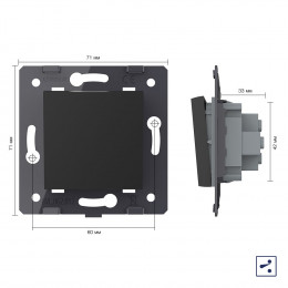 Одноклавишный простой и проходной механический выключатель Livolo, цвет черный (механизм), VL-C7-K1S-12