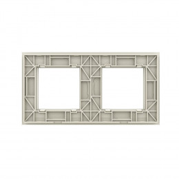 Рамка для розетки Livolo 2 поста, цвет жемчужный, стекло