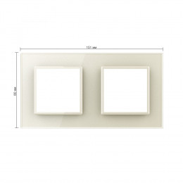 Рамка для розетки Livolo 2 поста, цвет жемчужный, стекло