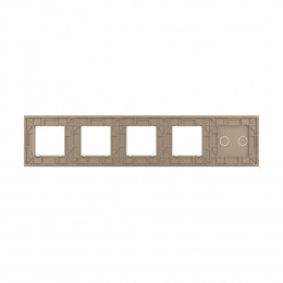 Панель для сенсорного выключателя и 4-х розеток Livolo, 2 клавиши, цвет золотой, стекло