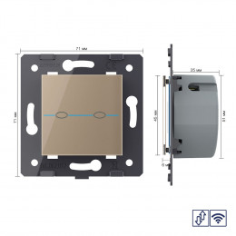 Сенсорный выключатель для штор Livolo Quadro с функцией радиоуправления, цвет золотой (механизм)