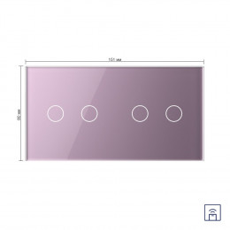 Сенсорный выключатель Livolo с функцией радиоуправления, 4 клавиши (2-2), 2 поста, цвет розовый