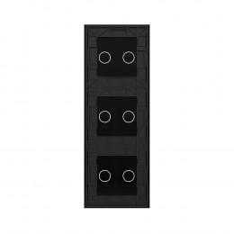 Панель вертикальная для трех сенсорных выключателей Livolo, 6 клавиш (2+2+2), цвет черный, стекло