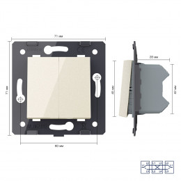 Двухклавишный перекрестный механический выключатель Livolo, цвет жемчужный (механизм), VL-C7-K2SS-14