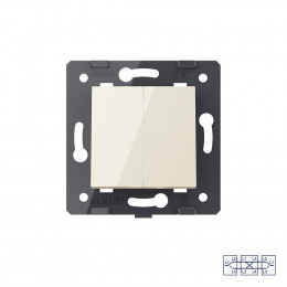 Двухклавишный перекрестный механический выключатель Livolo, цвет жемчужный (механизм), VL-C7-K2SS-14