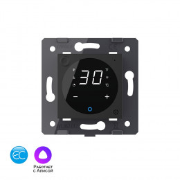 Умный терморегулятор пола Livolo EC 16А, сенсорное управление, датчик воздуха, датчик пола 5 метров, цвет черный (механизм) VL-FCQ1Z2-2BPS72