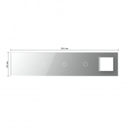 Панель для 4-х сенсорных выключателей и розетки Livolo, 4 клавиши (1+1+1+1), цвет серый, стекло