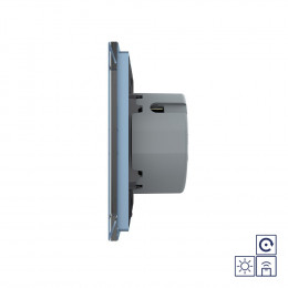 Двухклавишная радиоуправляемая сенсорная кнопка Livolo сухой контакт, 1 пост, Синий