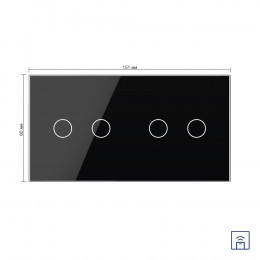 Сенсорный выключатель Livolo с функцией радиоуправления, 4 клавиши (2-2), 2 поста, цвет черный