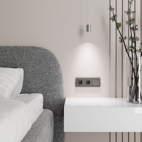 Купить Выключатель одноклавишный (графит акрил) Werkel W1110044 в rum24.ru фото: 2