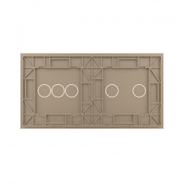 Панель для двух сенсорных выключателей Livolo, 5 клавиш (2+3), цвет золотой, стекло