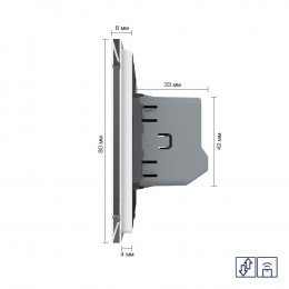 Сенсорный выключатель для штор Livolo сухой контакт с функцией радиоуправления, 1 пост, цвет белый