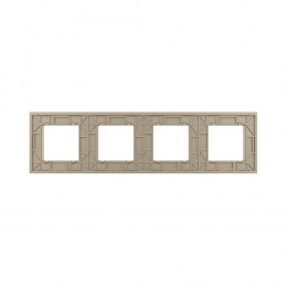 Рамка для розетки Livolo 4 поста, цвет шампань, стекло