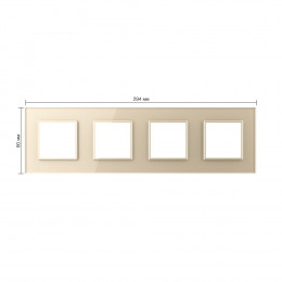 Рамка для розетки Livolo 4 поста, цвет шампань, стекло