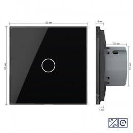 Одноклавишная сенсорная кнопка Livolo 12/24В, 1 пост, Черный VL-C701CH-12