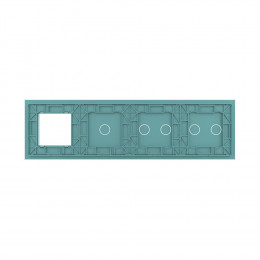 Панель для 3-х сенсорных выключателей и розетки Livolo, 5 клавиш (2+2+1), цвет зеленый, стекло