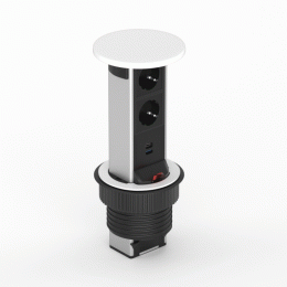 Настольный встраиваемый выдвижной розеточный блок Vertical 6 мод. (3 мод. 45х45), белый DDSB6V1W