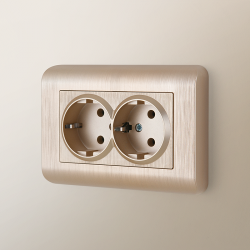 Купить Рамка из поликарбоната для двойной розетки Stream шампань в rum24.ru фото: 2