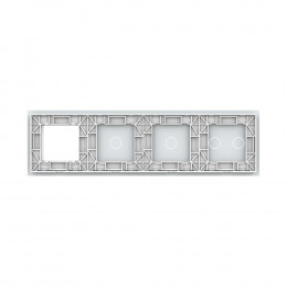 Панель для 3-х сенсорных выключателей и розетки Livolo, 4 клавиши (2+1+1), цвет белый, стекло