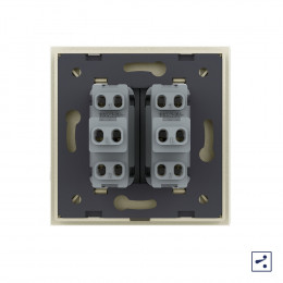 Двухклавишный проходной механический выключатель Livolo, 1 пост, цвет жемчужный