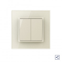 Двухклавишный проходной механический выключатель Livolo, 1 пост, цвет жемчужный